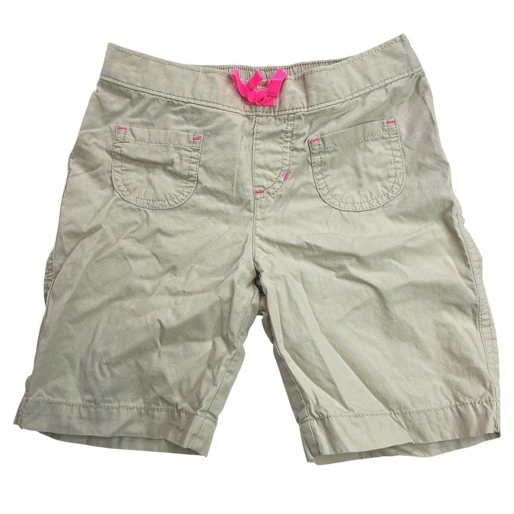 Jumping Beans Khaki Bermuda Shorts Girls 6X Pink Bow Elastic Back GLJ14600W